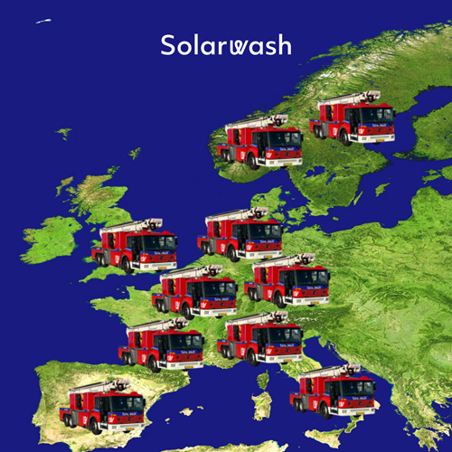 Afbeelding overzicht SolarWash in Europa - solar cleaning zonnepanelen reinigen